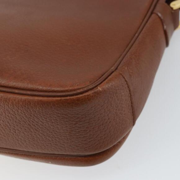 Burberrys Shoulder Bag Leather Brown Gold Auth BA9372